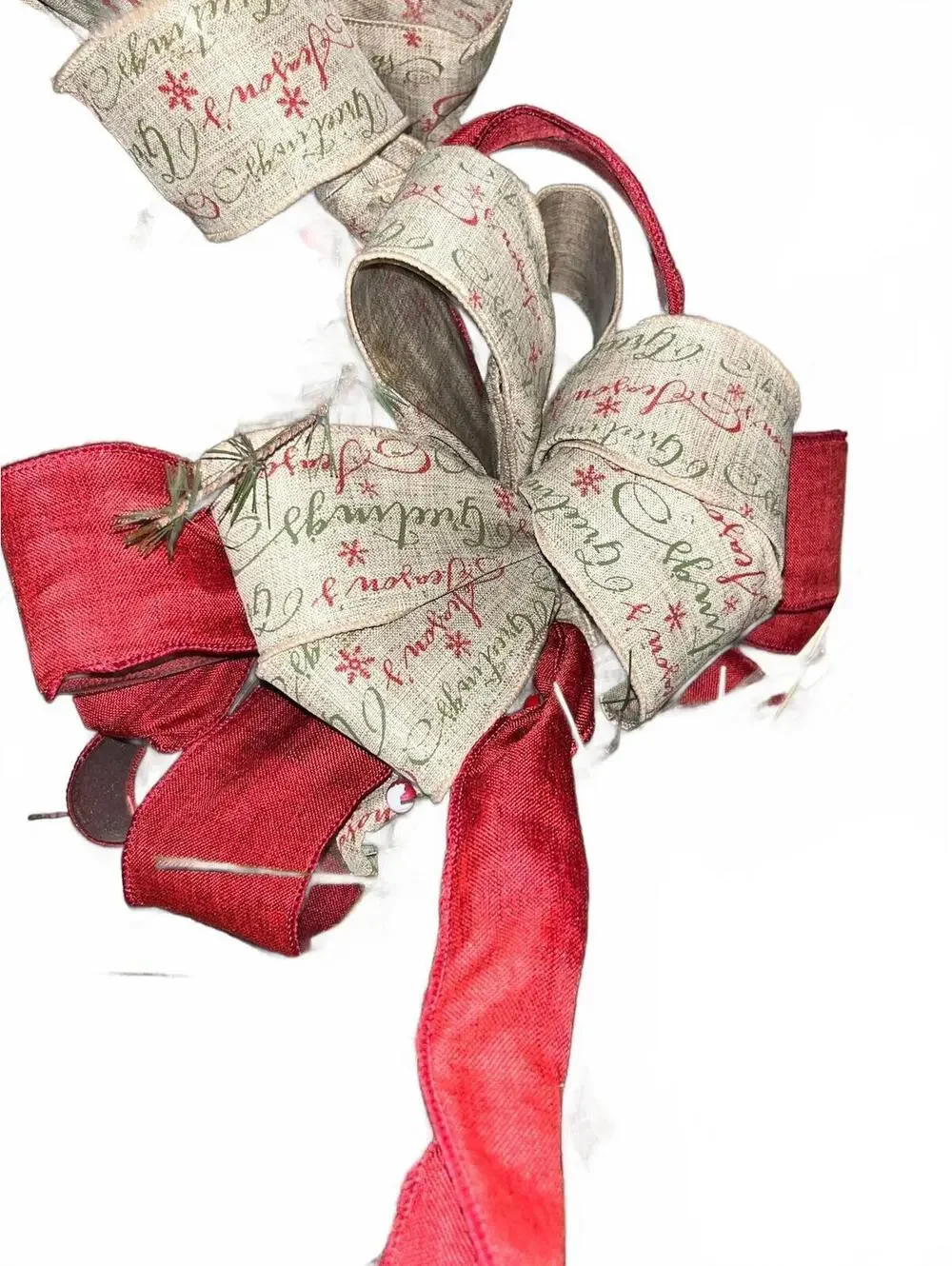 Elegant Red and Tan Holiday Wreath